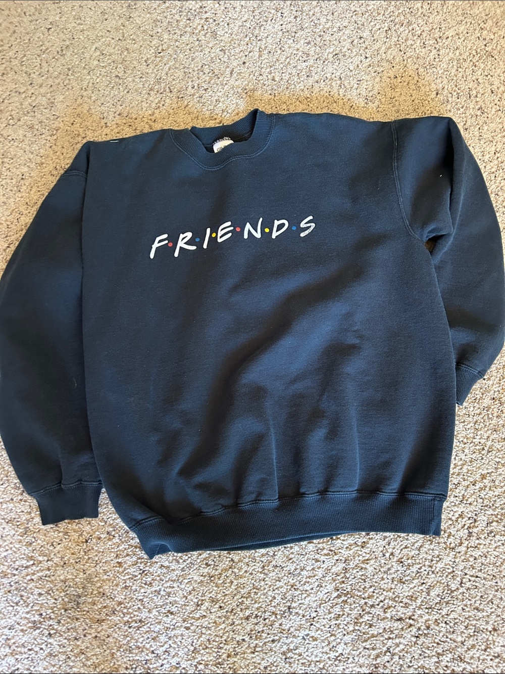 FRIENDS. Black Crewneck Sweatshirt with Multicolor Dot Accents